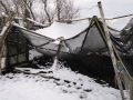 Snow weighing down fruit cage